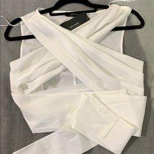 Wrap around white crop top